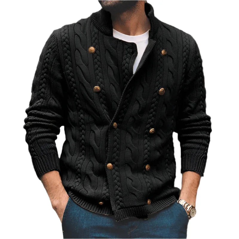 Men's Half Collar Double-Breasted Knitted Buttoned Sweaters