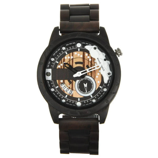Men's Large Dial Quartz Movement Wooden Watch
