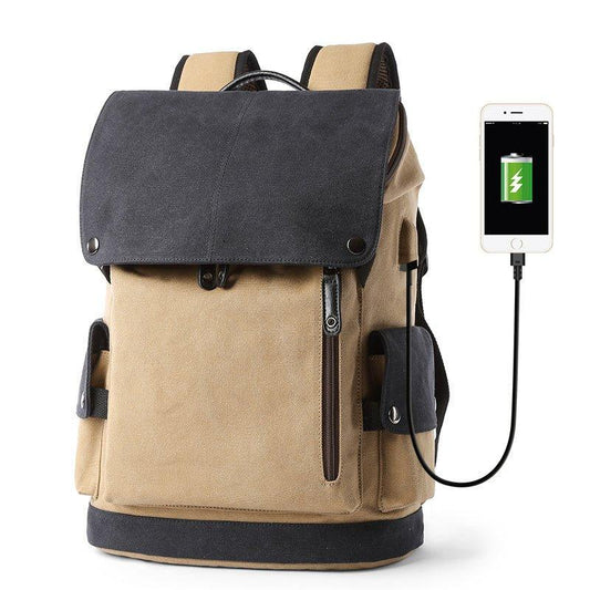 Men's USB Charging Polyester School Work Bag Backpack