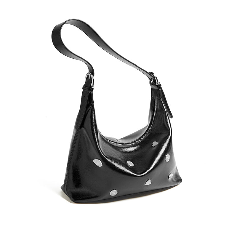 Metallic Studded Leather Underarm Bag-2