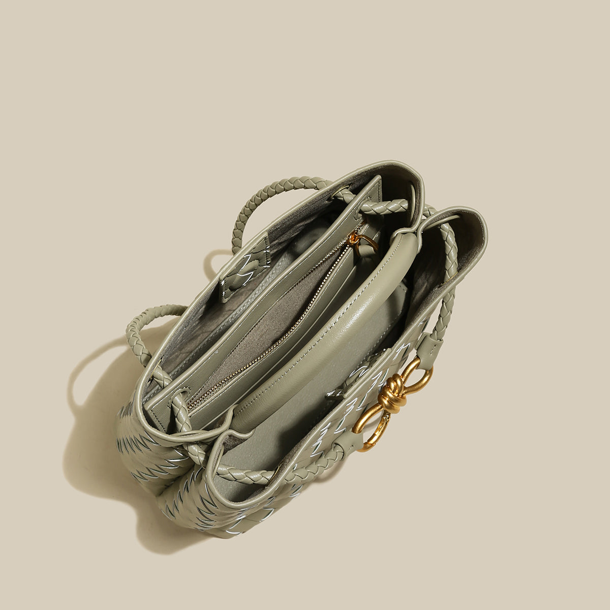 Mint Green Woven Tote Bag-4