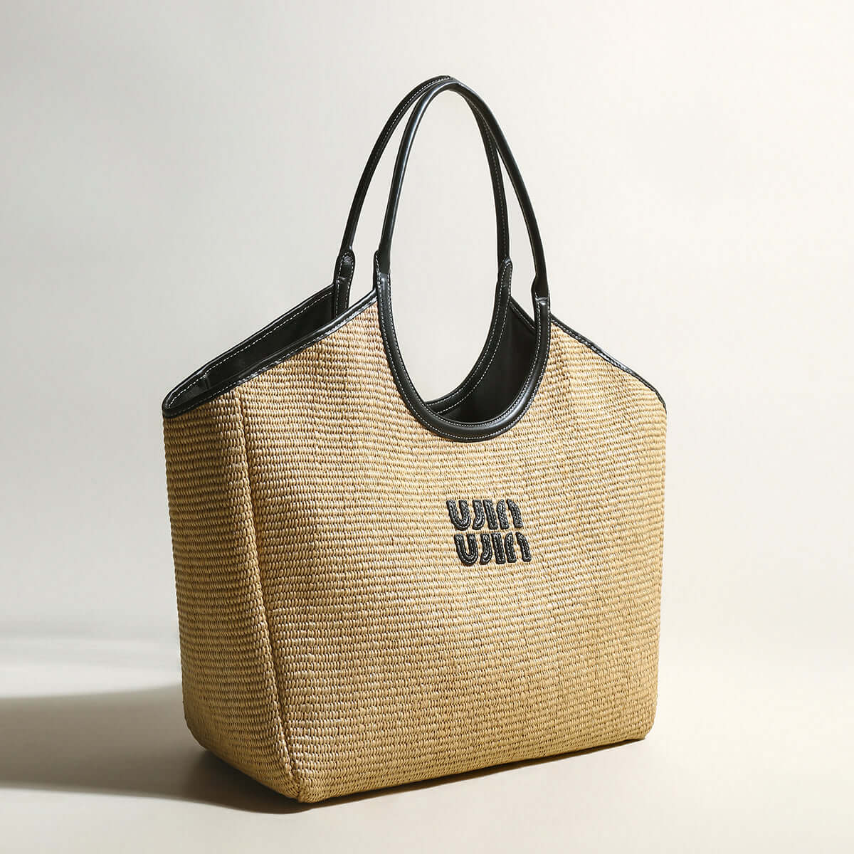 Natural Khaki Woven Tote Bag-1