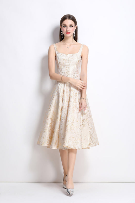 Paloma Slim Fit Jacquard Midi Dress-0