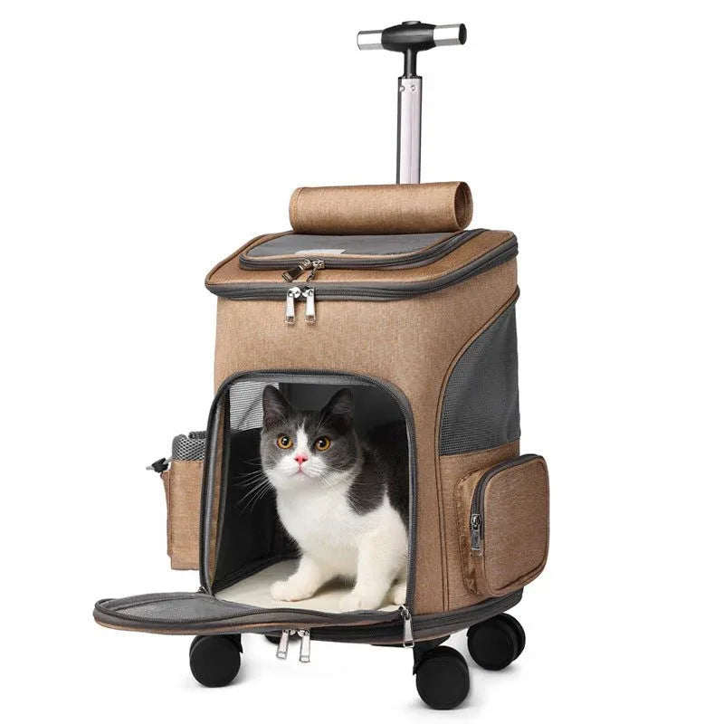 Pet Cat Dog Backpack Trolley Bag