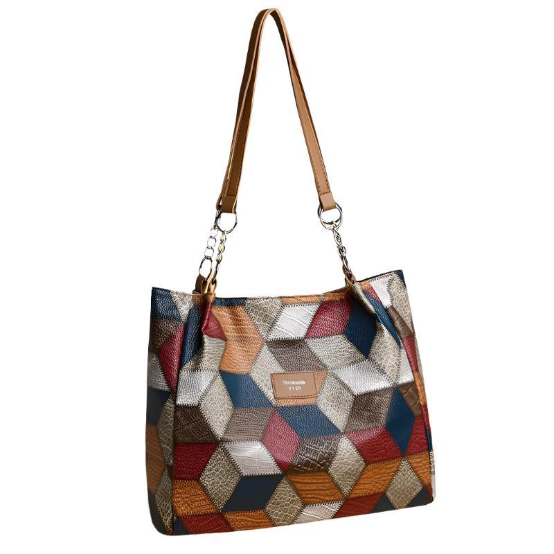 PU Leather Handbag With Geometric Pattern