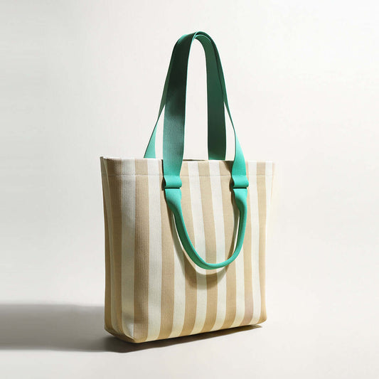 Retro Striped Canvas Tote Bag-1