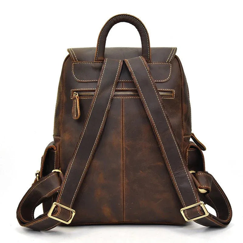 Retro Waterproof Leather Backpack For Men