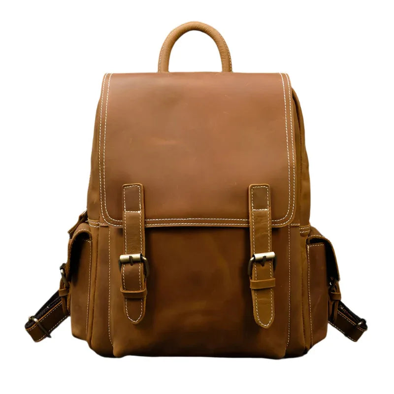Retro Waterproof Leather Backpack For Men