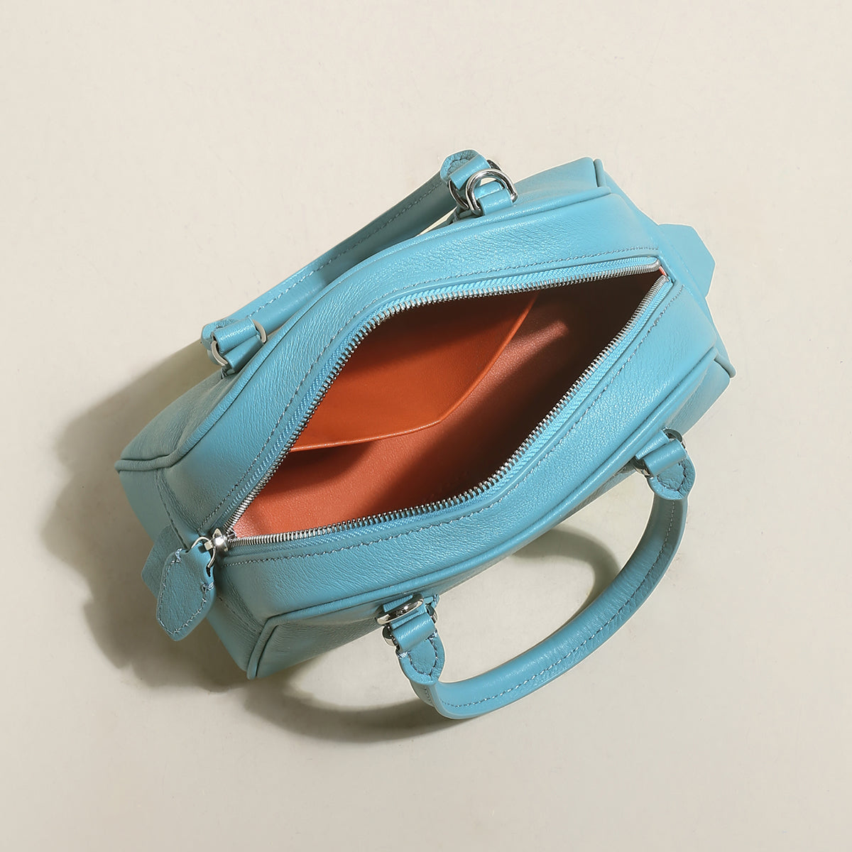 Simple Leather Bowling Bag-2