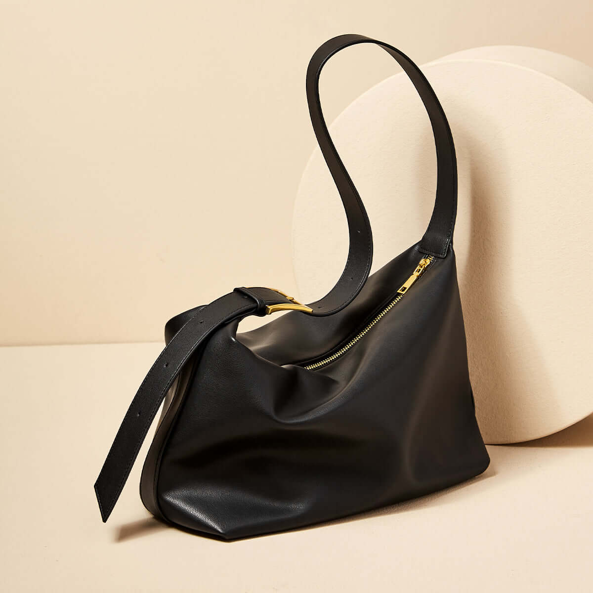 Sleek Retro Leather Tote Bag-2