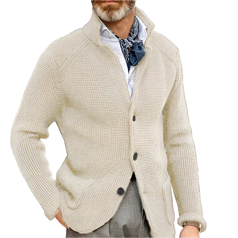Stand Up Collar Cardigan Men Knitted Sweaters