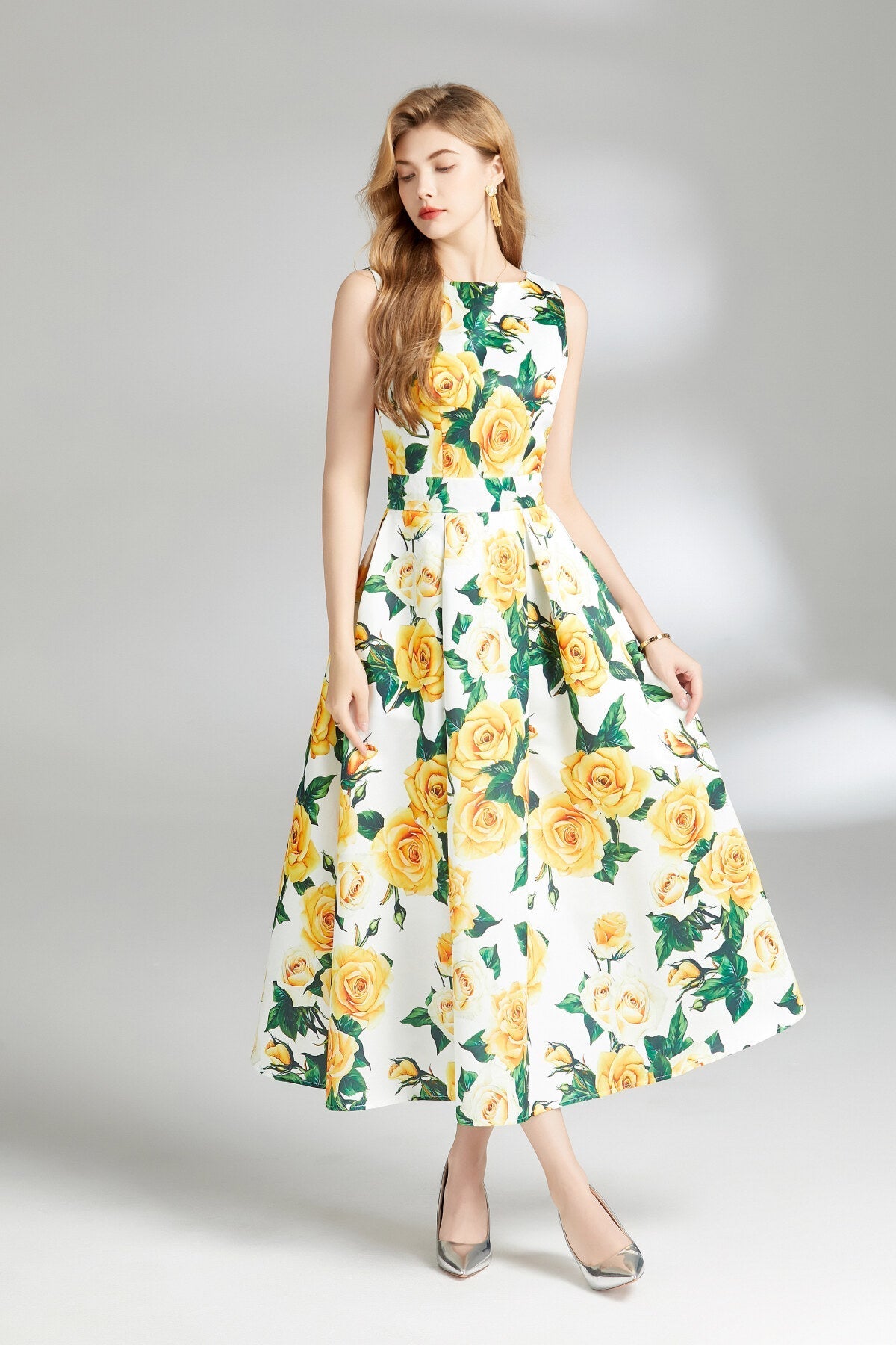 Sunshine Daydream Sleeveless Boat Neck Dress-2