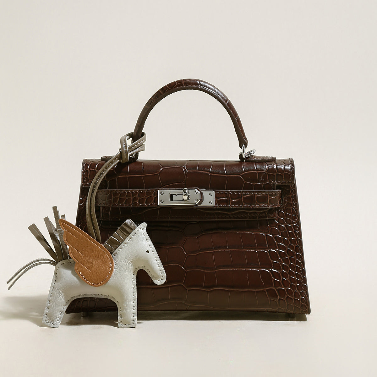 Swift Textured Leather Structured Top Handle Bag-1