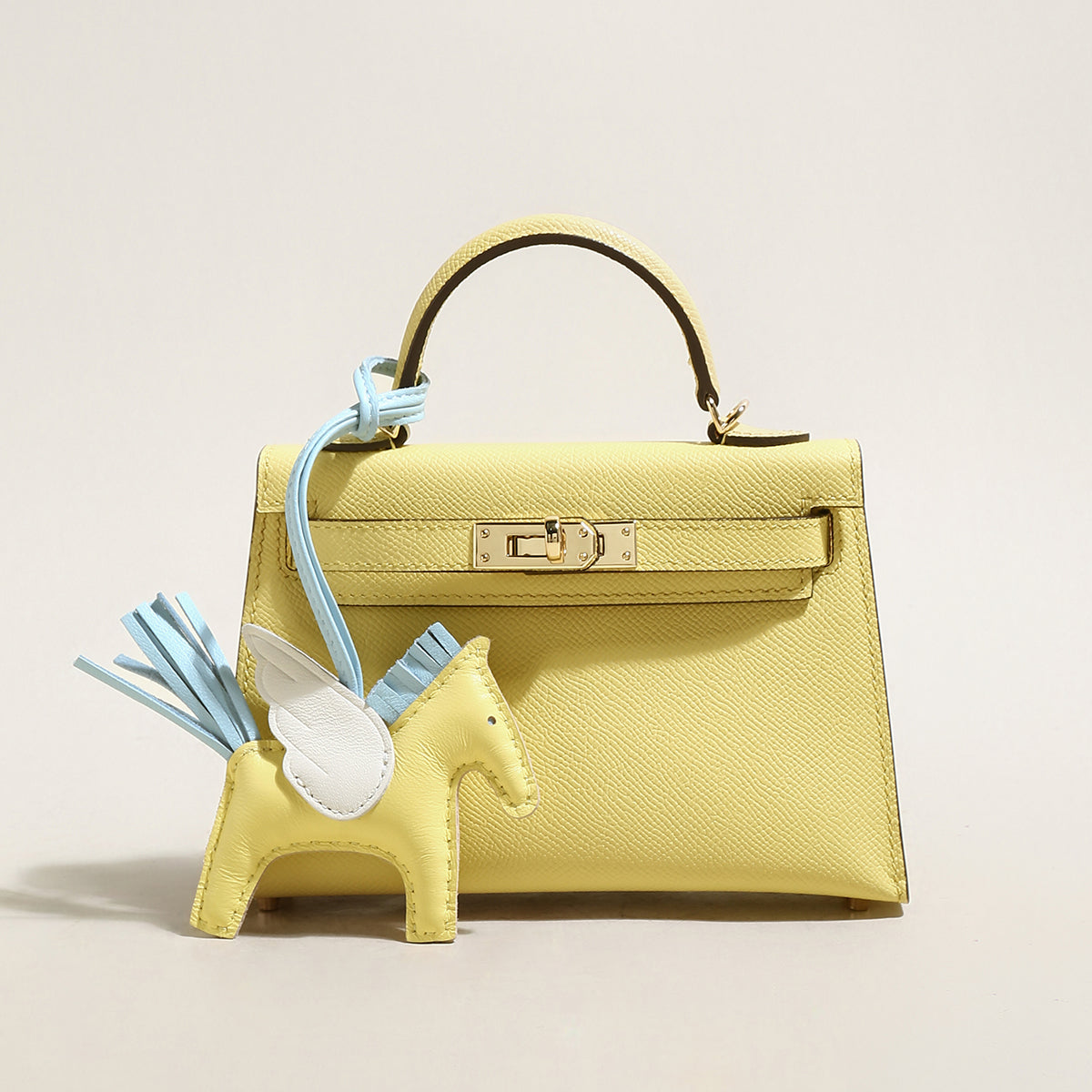 Trendy Petite Top Handle Bag with a Horse Charm-7