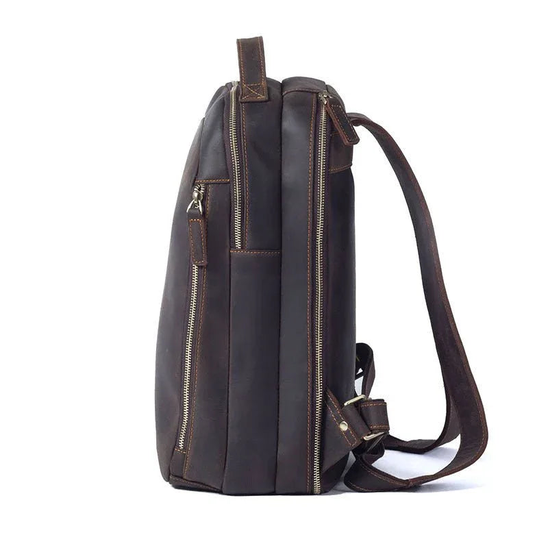 Vintage Cowhide Leather Backpack For Men