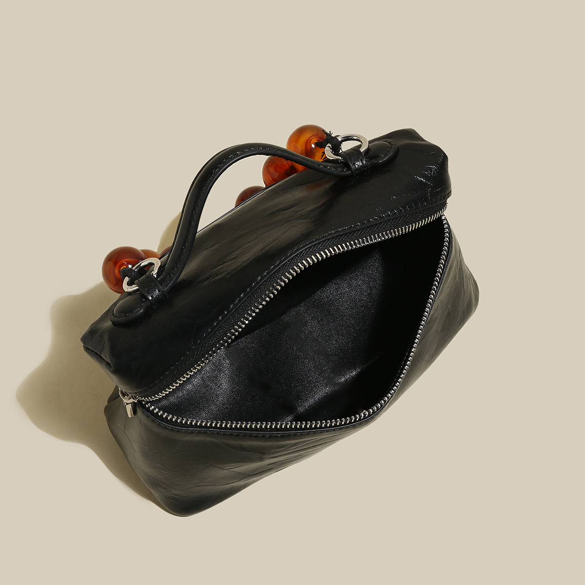 Vintage Vanity Shoulder Bag with Resin Bead Strap-4