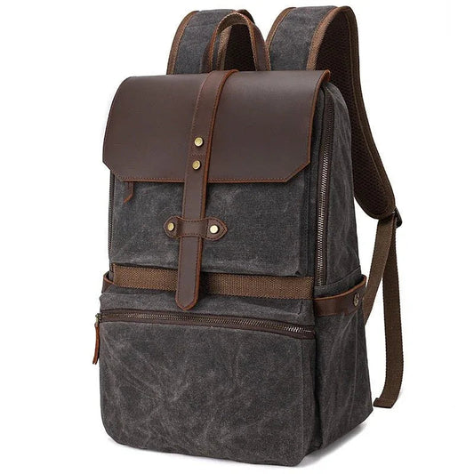 Waterproof Canvas & Leather Unisex Bag Backpack