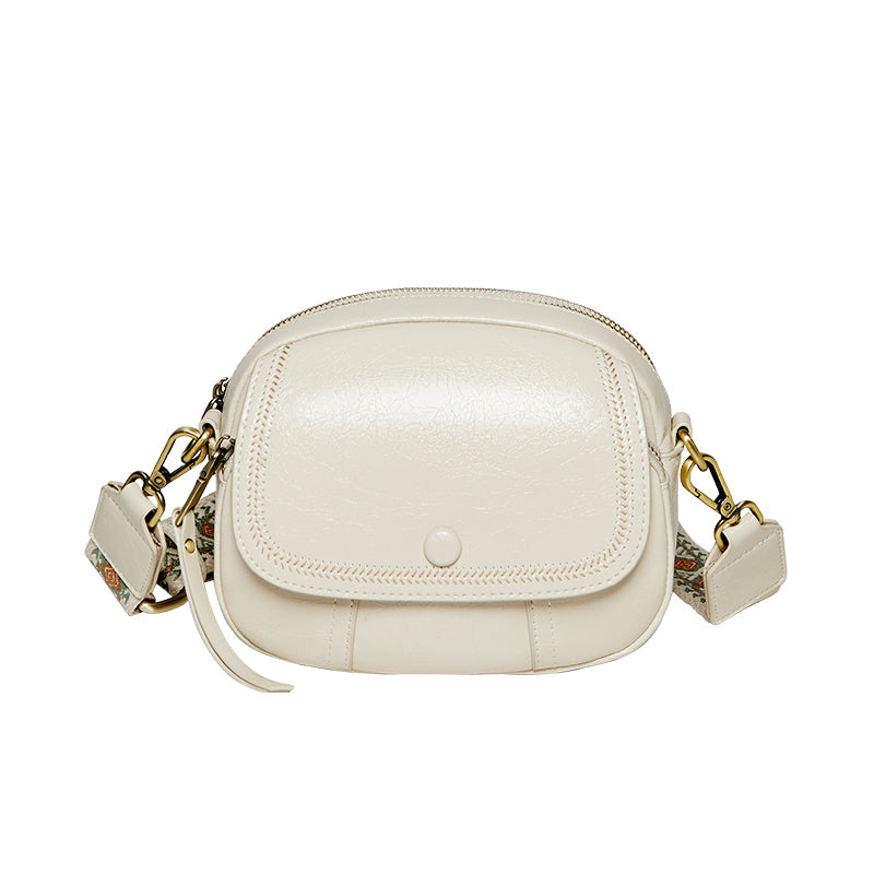 White Stitch Saddle Shoulder Bag-0