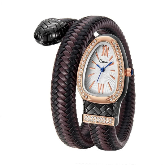 Women's Watch With Snake Shaped Leather Strap
